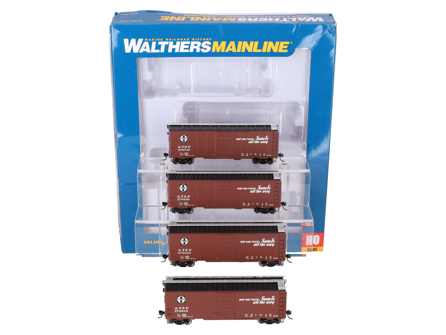 Walthers 910-51400 HO Atchison Topeka Santa Fe Slogan 40' PS-1 Boxcar (Set of 4) LN/Box