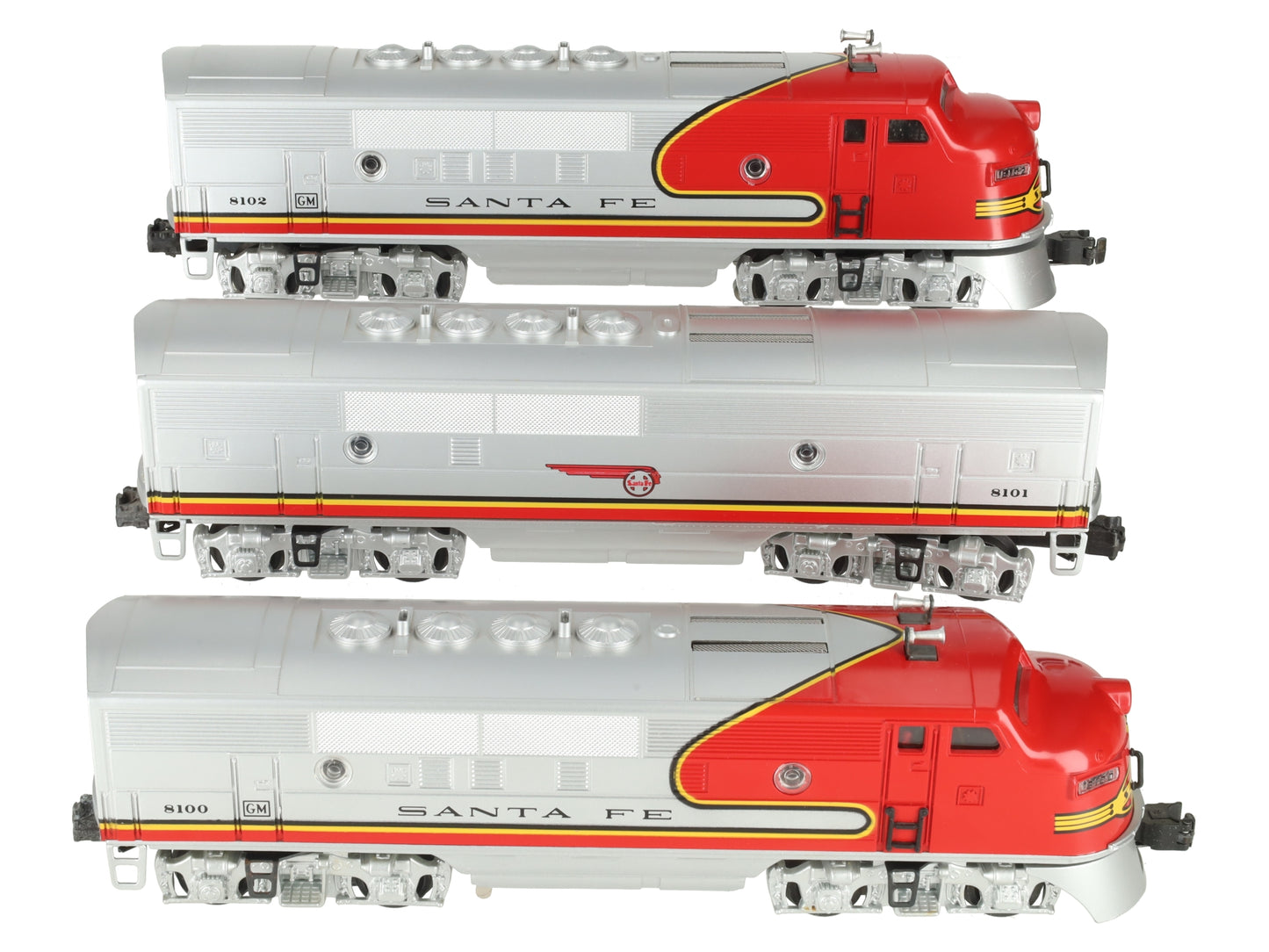 Lionel 6-11711 O Santa Fe F-3 ABA Diesel Locomotive Set #8100/8101/8102 with RS EX/Box