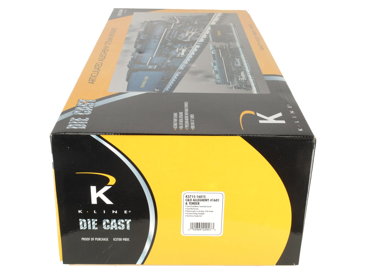 K-Line K3715-1601S O Gauge C&O Allegheny Steam Locomotive & Tender #1601 LN/Box