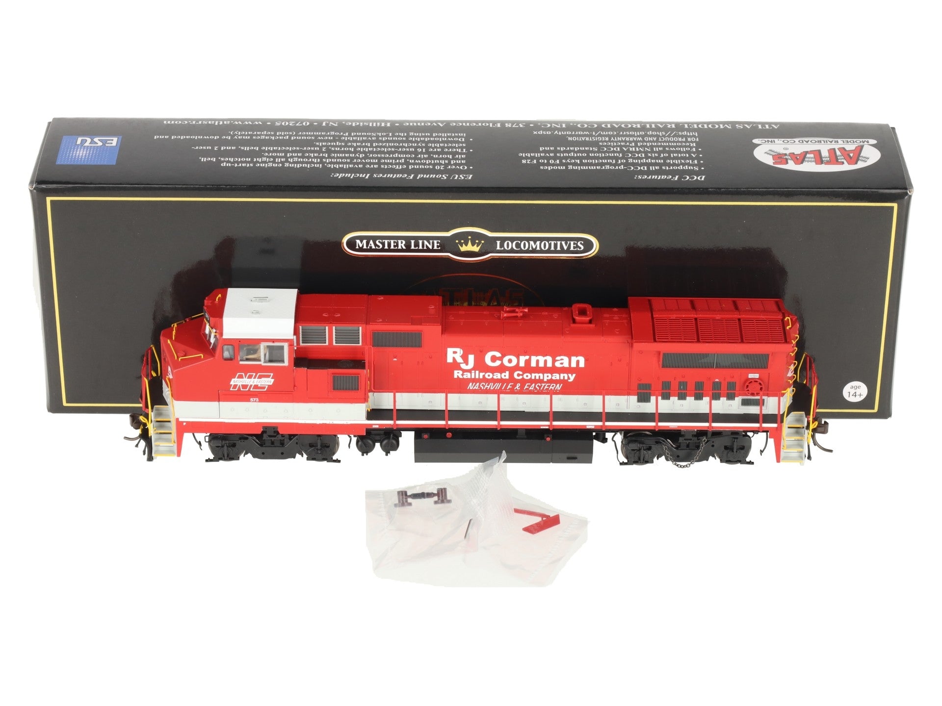 Atlas 10004339 HO RJ Corman Gold Dash 8-40BW Diesel Locomotive with Sound #573 LN/Box