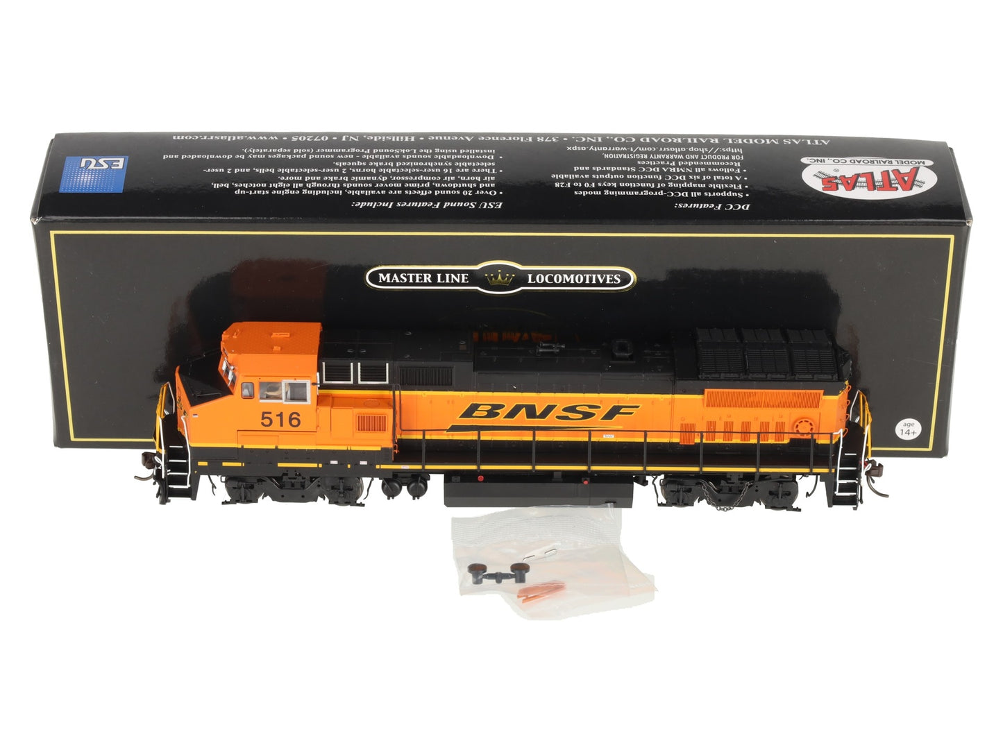 Atlas 10004337 HO BNSF [Wabtech Rebuild] Gold Dash 8-40BW Diesel Locomotive #516 LN/Box