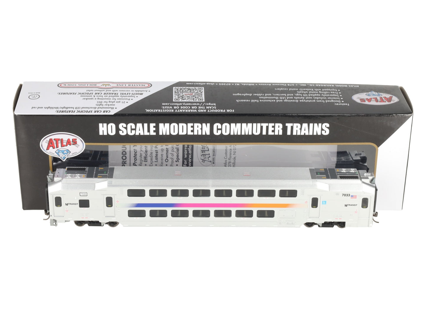 Atlas 20007382 HO Scale NJ Transit Multi Level Commuter Cab Car #7033 LN/Box