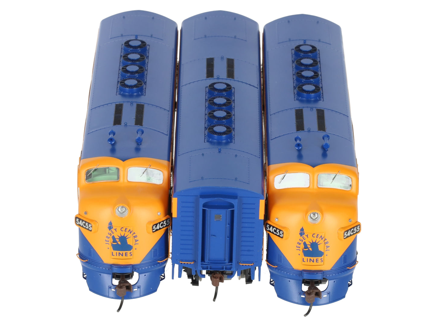 Athearn G2637 HO Scale Genesis Jersey Central Lines F3 ABA Diesel Locomotive Set