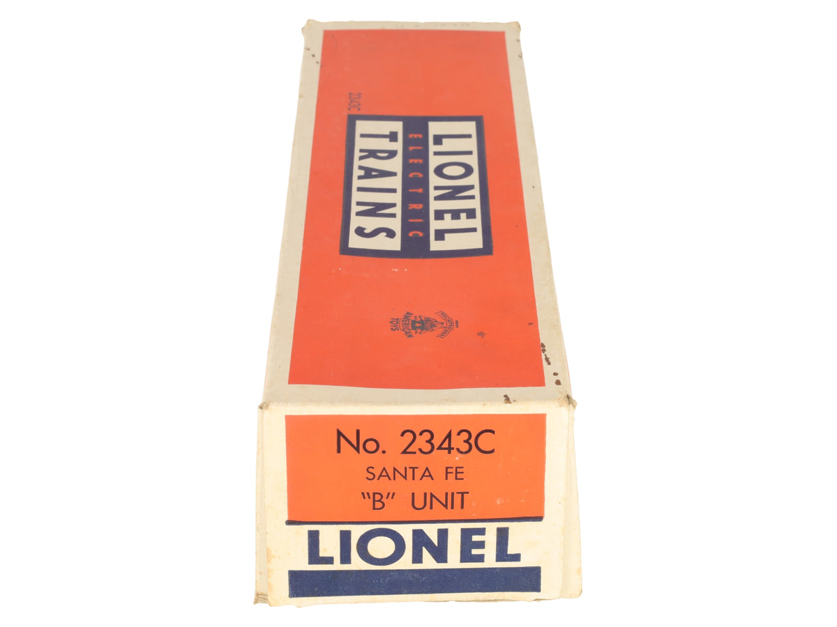 Lionel 2343C Vintage O Santa Fe F-3 Screen Top Non-Pwd. B-Unit Diesel Locomotive VG
