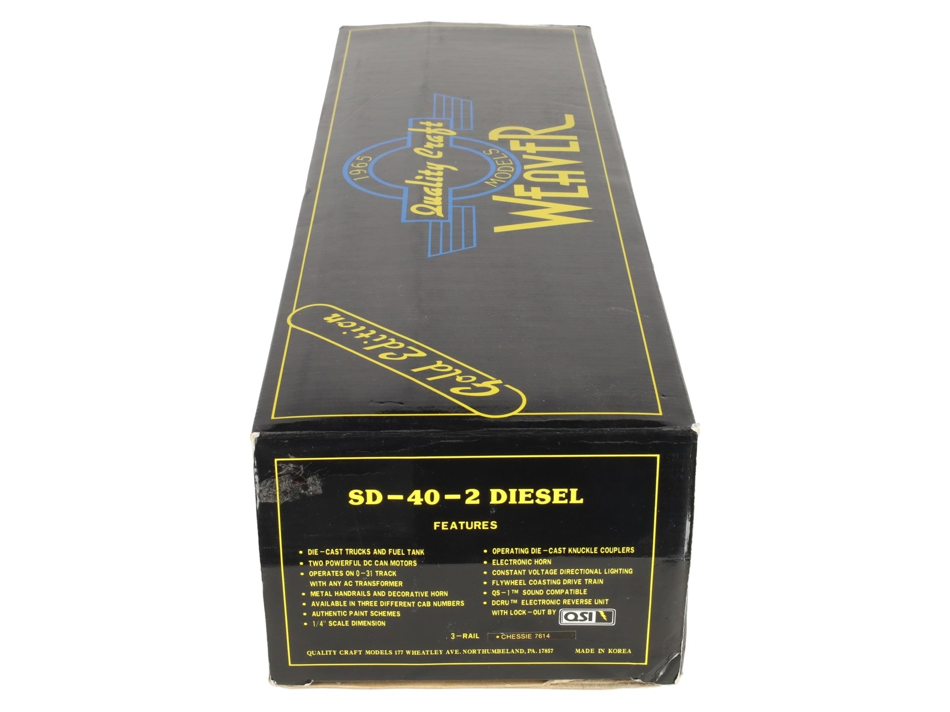 Weaver 7614 O Chessie SD-40-2 Powered Diesel Locomotive #7614 EX/Box