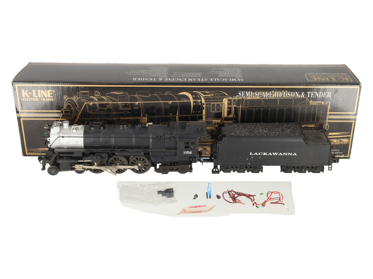 K-Line K3238-1152S Lackawanna Steam Locomotive & Tender #1152 w/ Real Sounds VG/Box