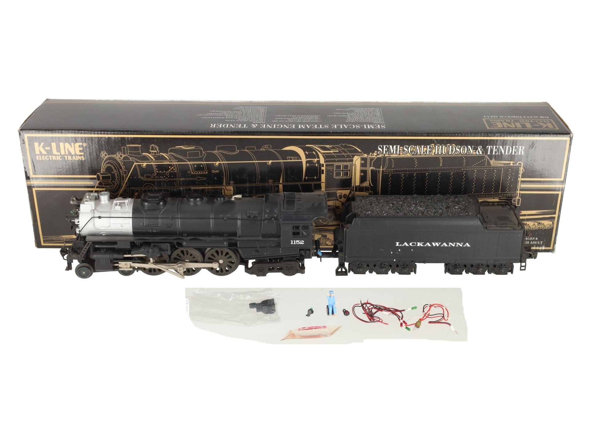 K-Line K3238-1152S Lackawanna Steam Locomotive & Tender #1152 w/ Real Sounds VG/Box
