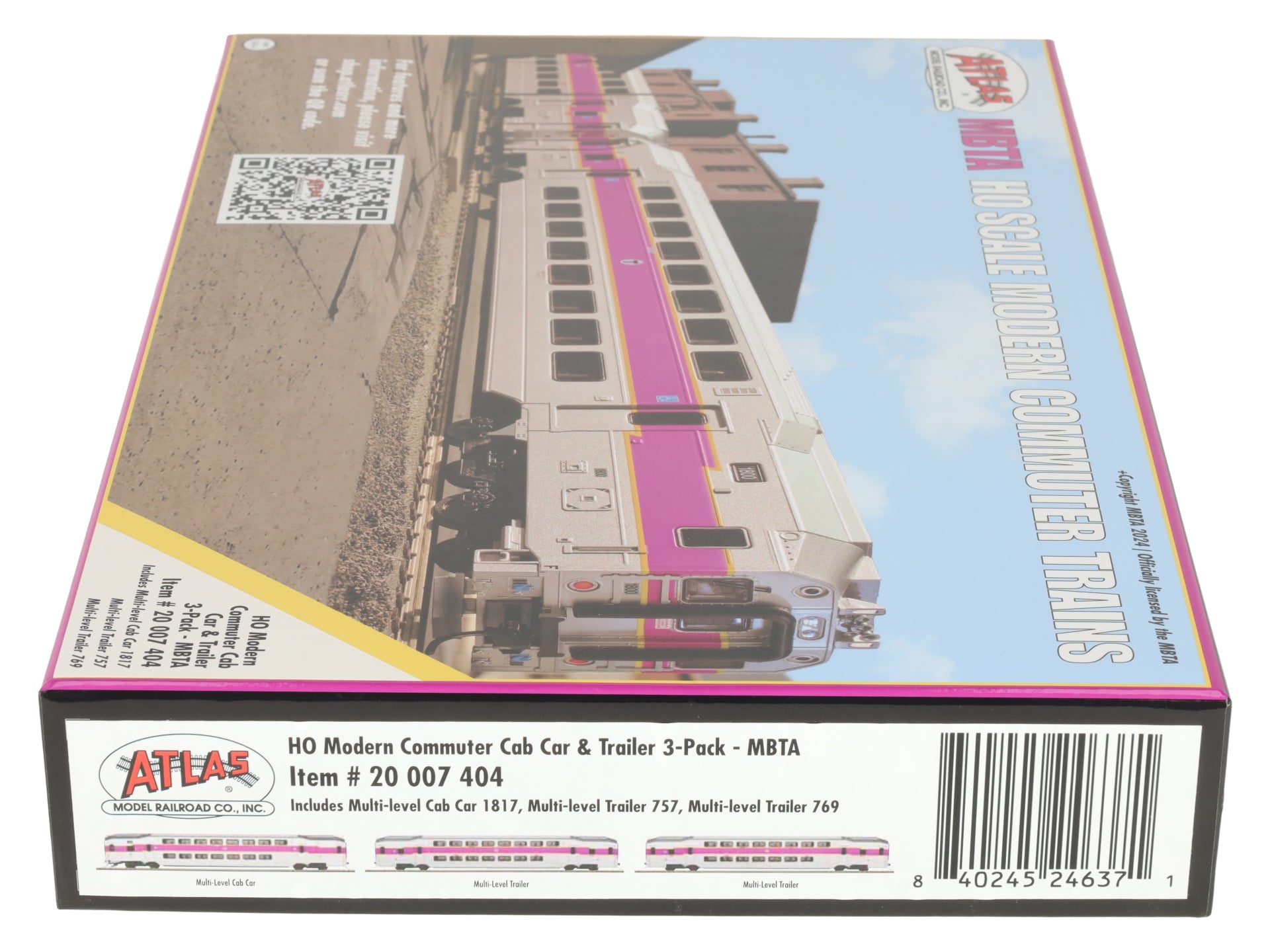 Atlas 20007404 HO Scale MBTA Multi Level Commuter Carb and Trailer- 3pk LN/Box