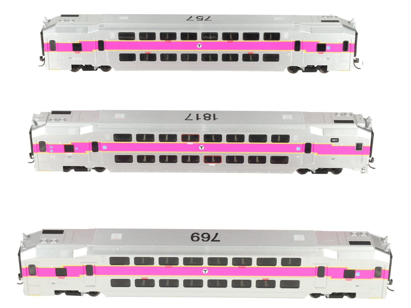 Atlas 20007404 HO Scale MBTA Multi Level Commuter Carb and Trailer- 3pk LN/Box