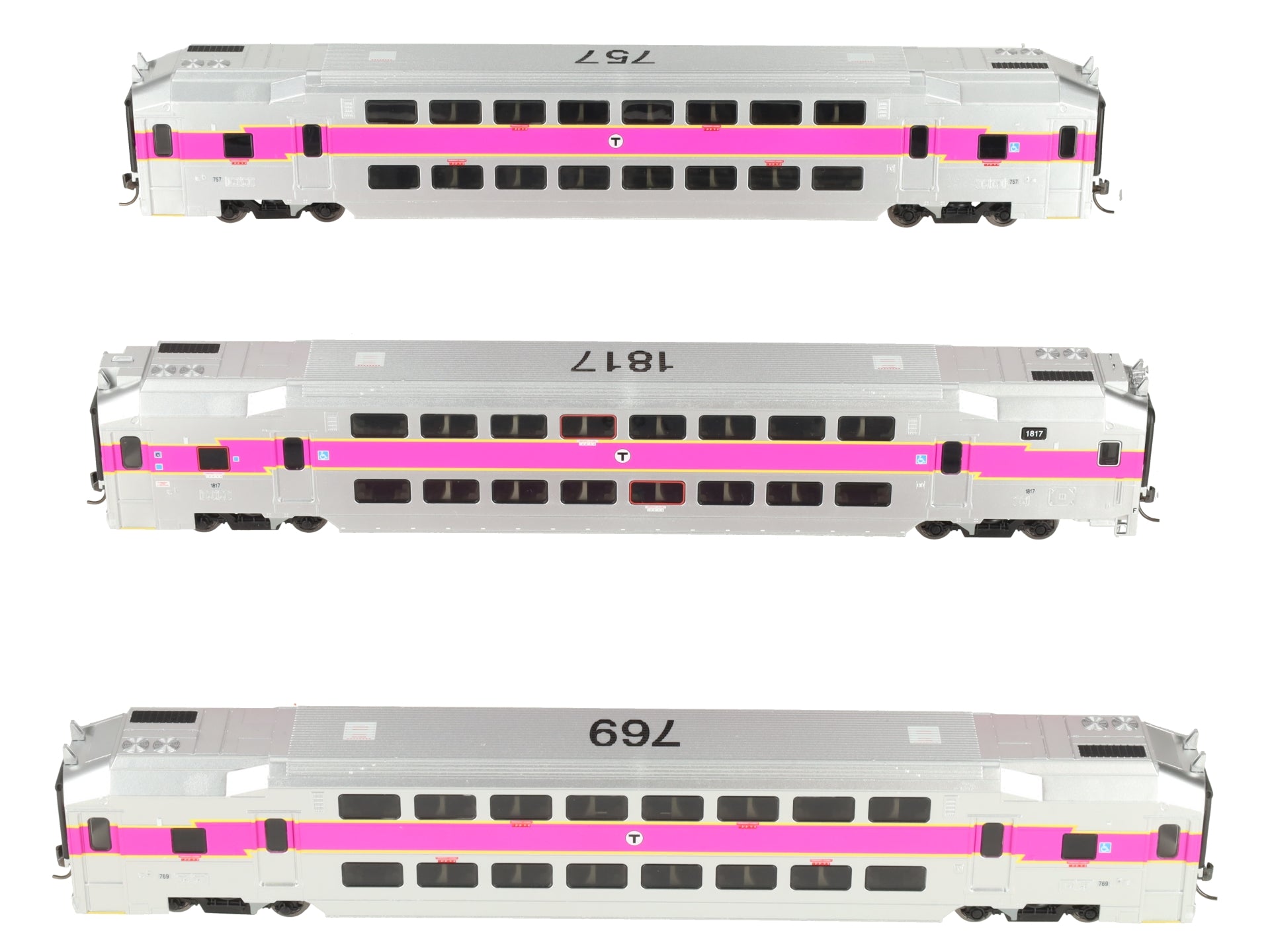 Atlas 20007404 HO Scale MBTA Multi Level Commuter Carb and Trailer- 3pk LN/Box