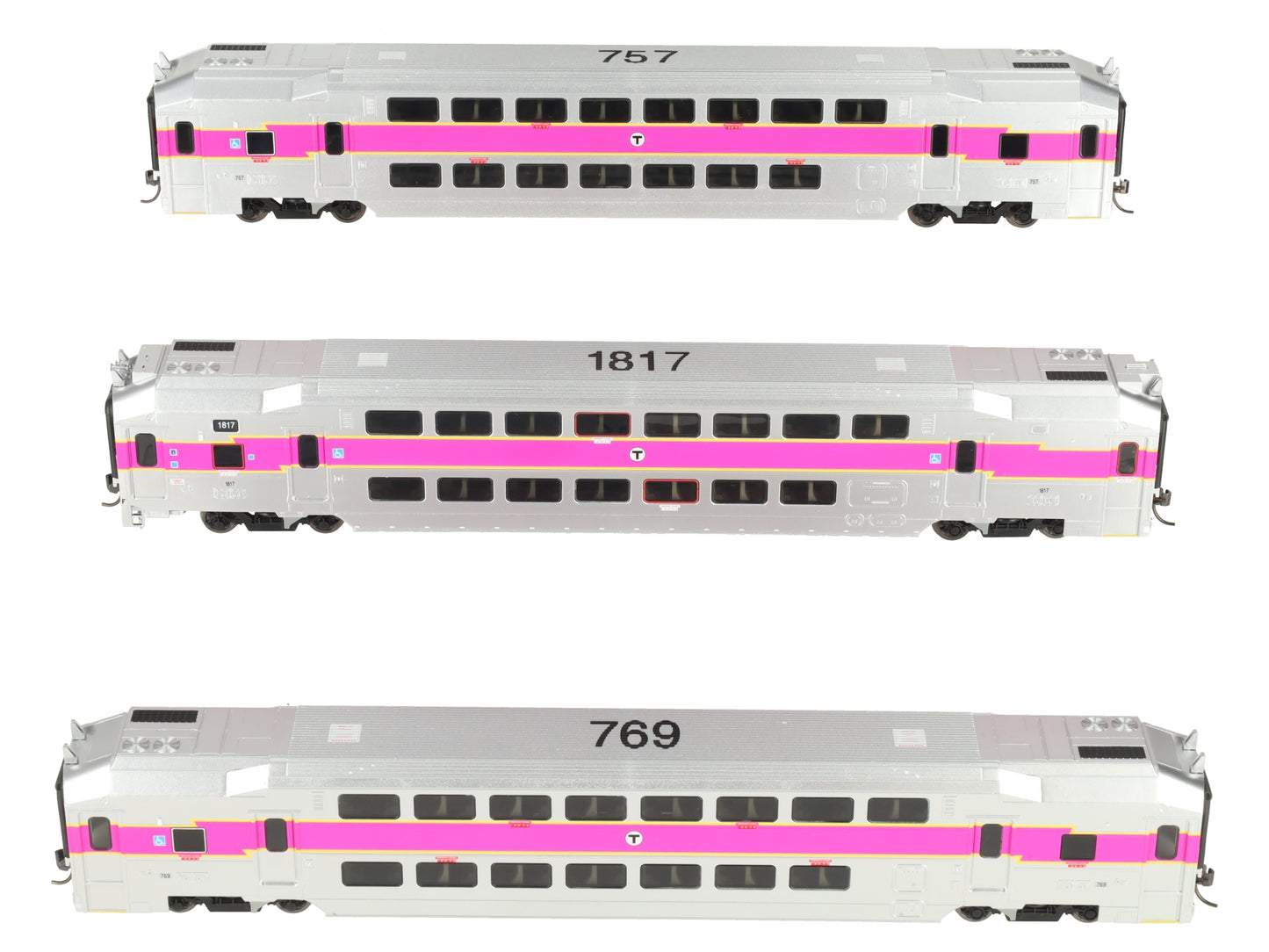 Atlas 20007404 HO Scale MBTA Multi Level Commuter Carb and Trailer- 3pk LN/Box