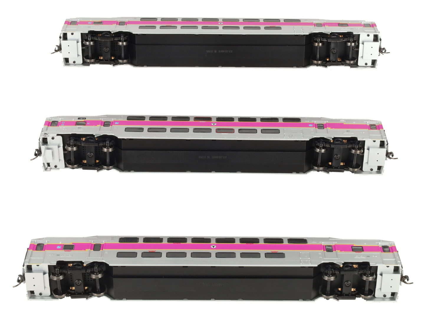 Atlas 20007404 HO Scale MBTA Multi Level Commuter Carb and Trailer- 3pk LN/Box