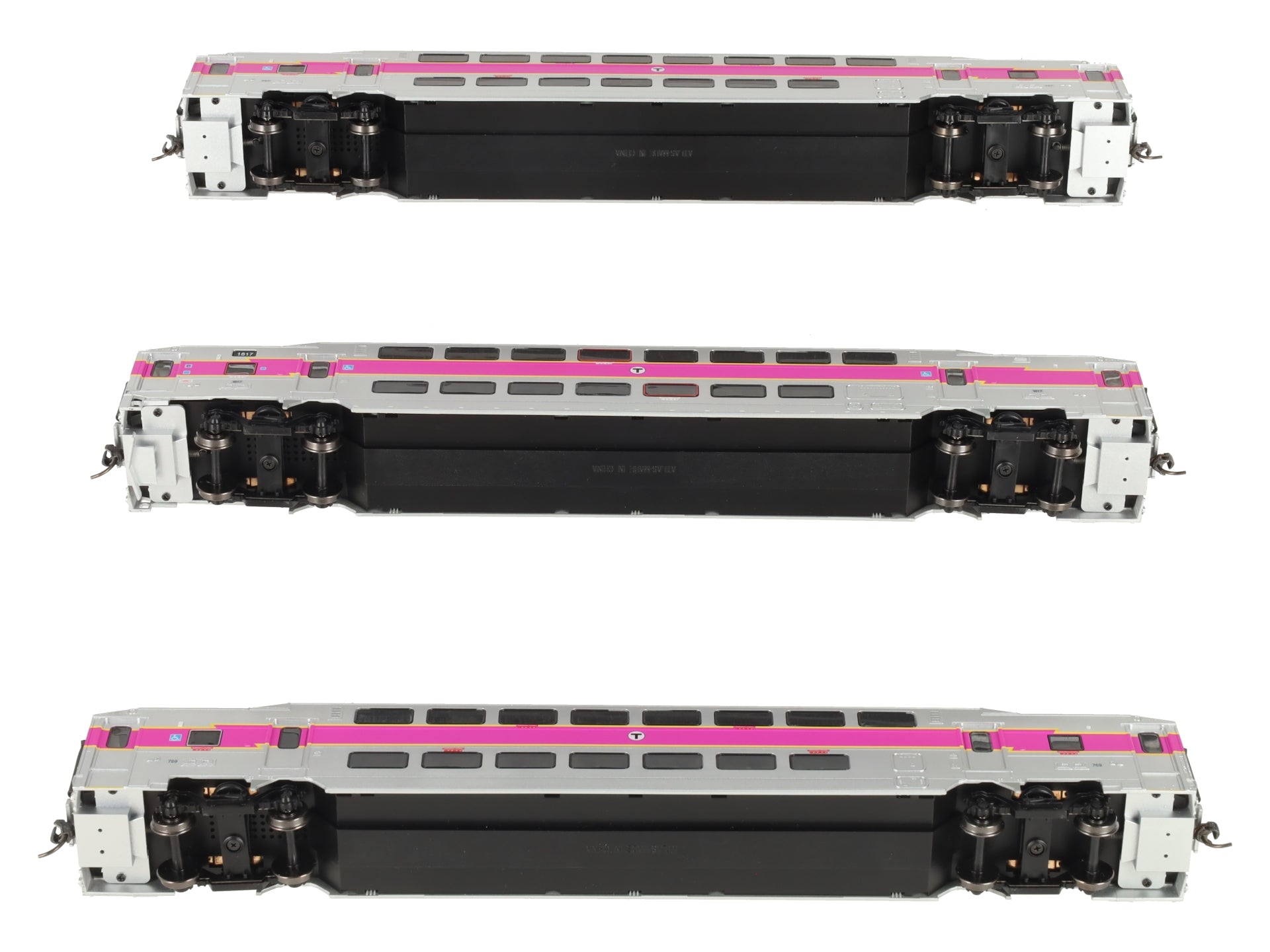 Atlas 20007404 HO Scale MBTA Multi Level Commuter Carb and Trailer- 3pk LN/Box