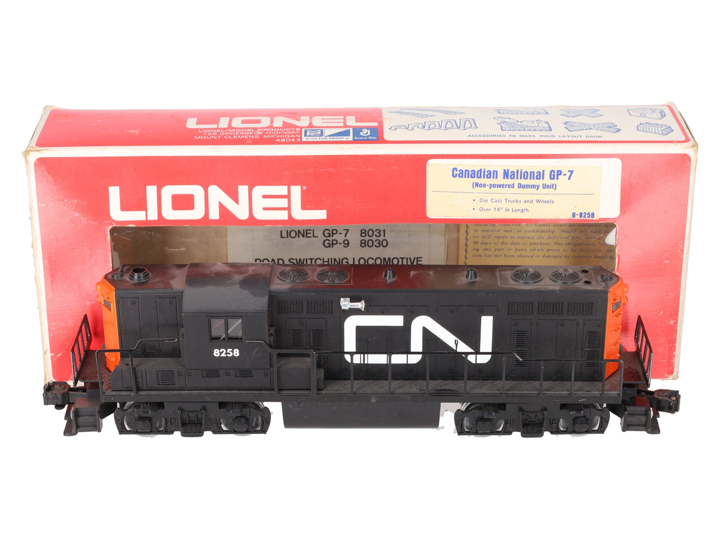 Lionel 6-8258 O Canadian National GP7 Powered Diesel Locomotive #8258-Custom VG/Box