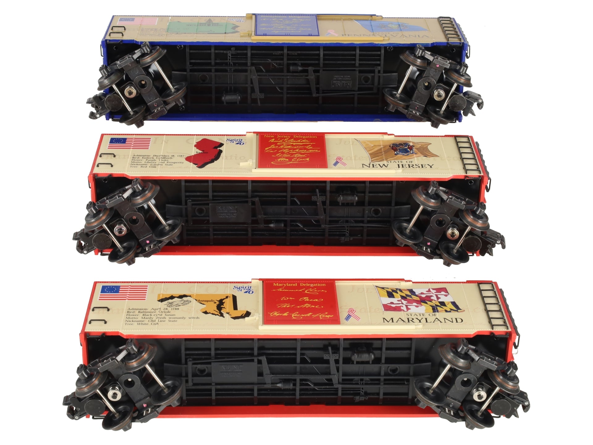 K-Line O Spirit of 76 State Boxcars (PA, MD & NJ) LN/Box