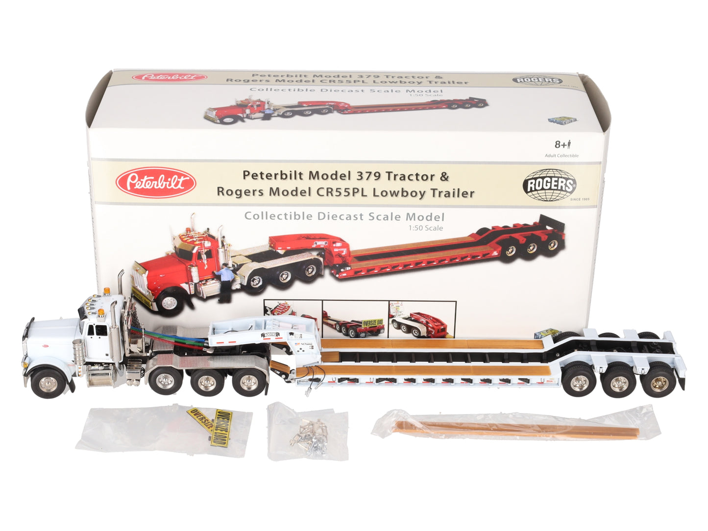 Sword Models DHS0100-W 1:50 Diecast Peterbilt Tractor & Rogers Trailer LN/Box