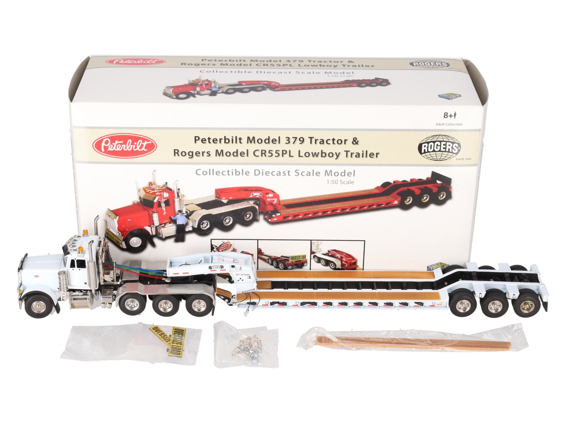 Sword Models DHS0100-W 1:50 Diecast Peterbilt Tractor & Rogers Trailer LN/Box