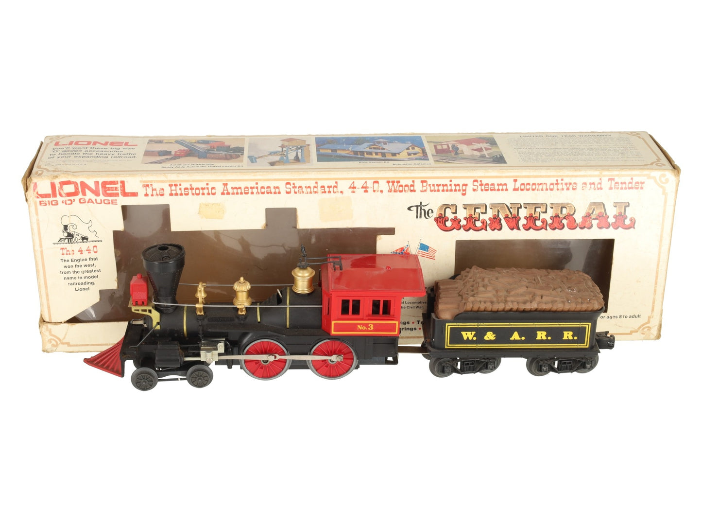 Lionel 6-8701 O Gauge W&ARR General 4-4-0 Steam Locomotive and Tender #3 EX/Box