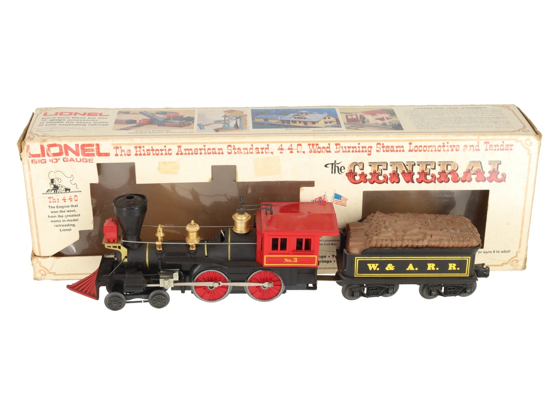 Lionel 6-8701 O Gauge W&ARR General 4-4-0 Steam Locomotive and Tender #3 EX/Box
