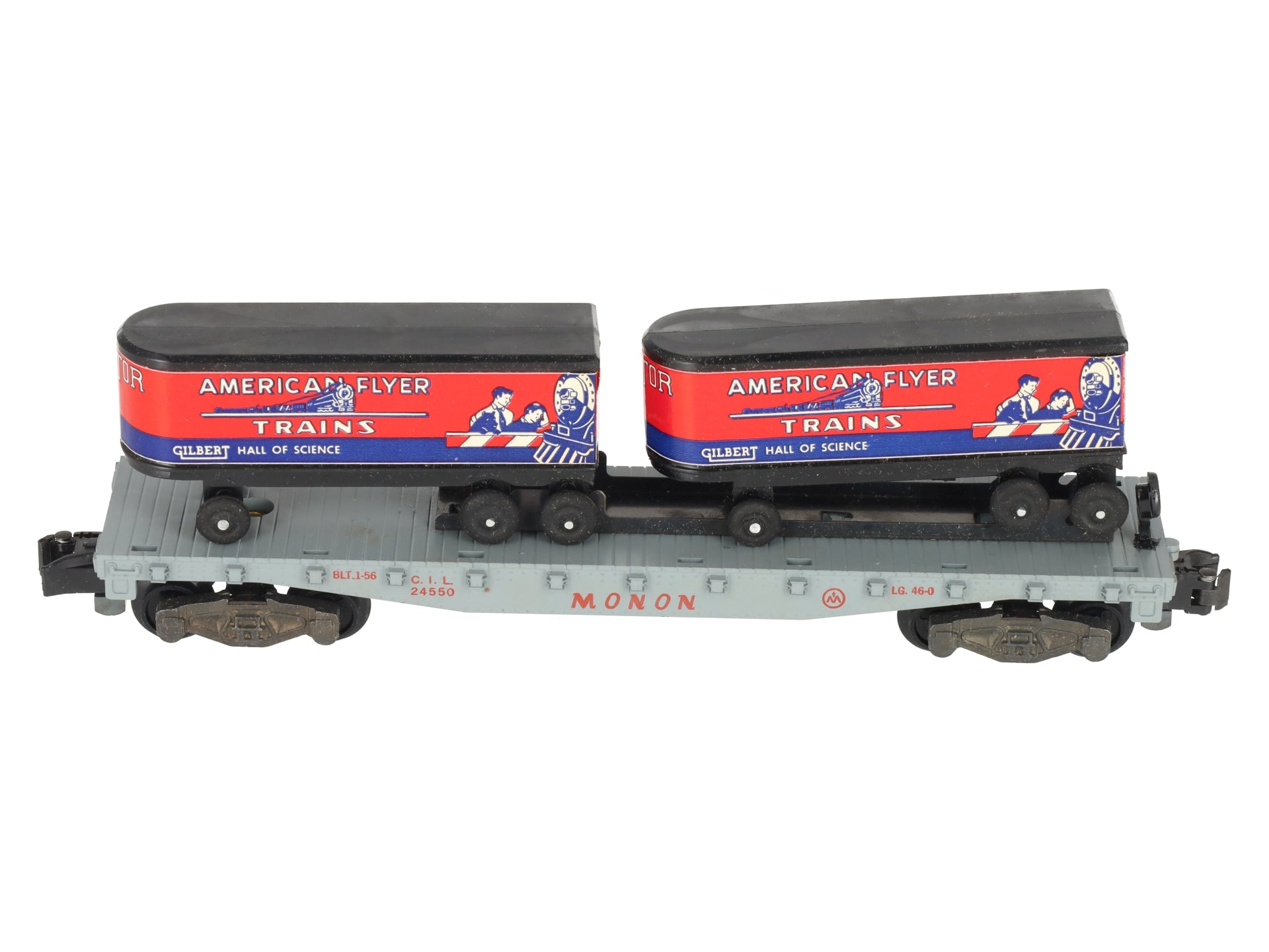 American Flyer 23830 Vintage S Piggyback Unloader with 24550 Flatcar EX/Box