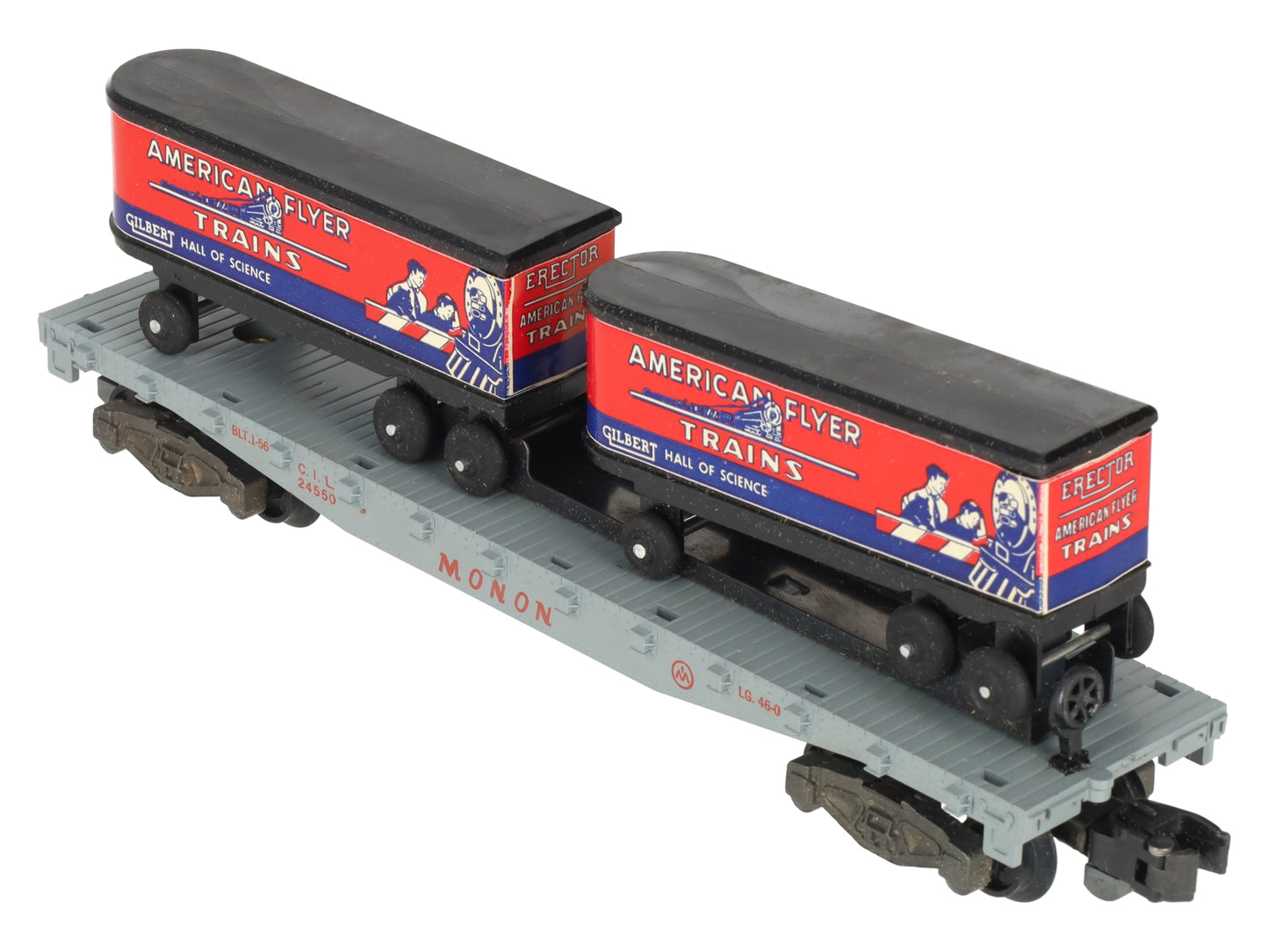 American Flyer 23830 Vintage S Piggyback Unloader with 24550 Flatcar EX/Box