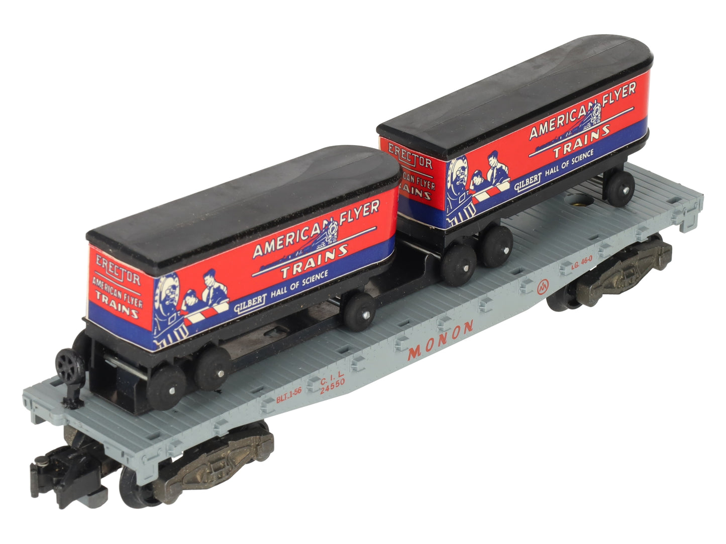 American Flyer 23830 Vintage S Piggyback Unloader with 24550 Flatcar EX/Box