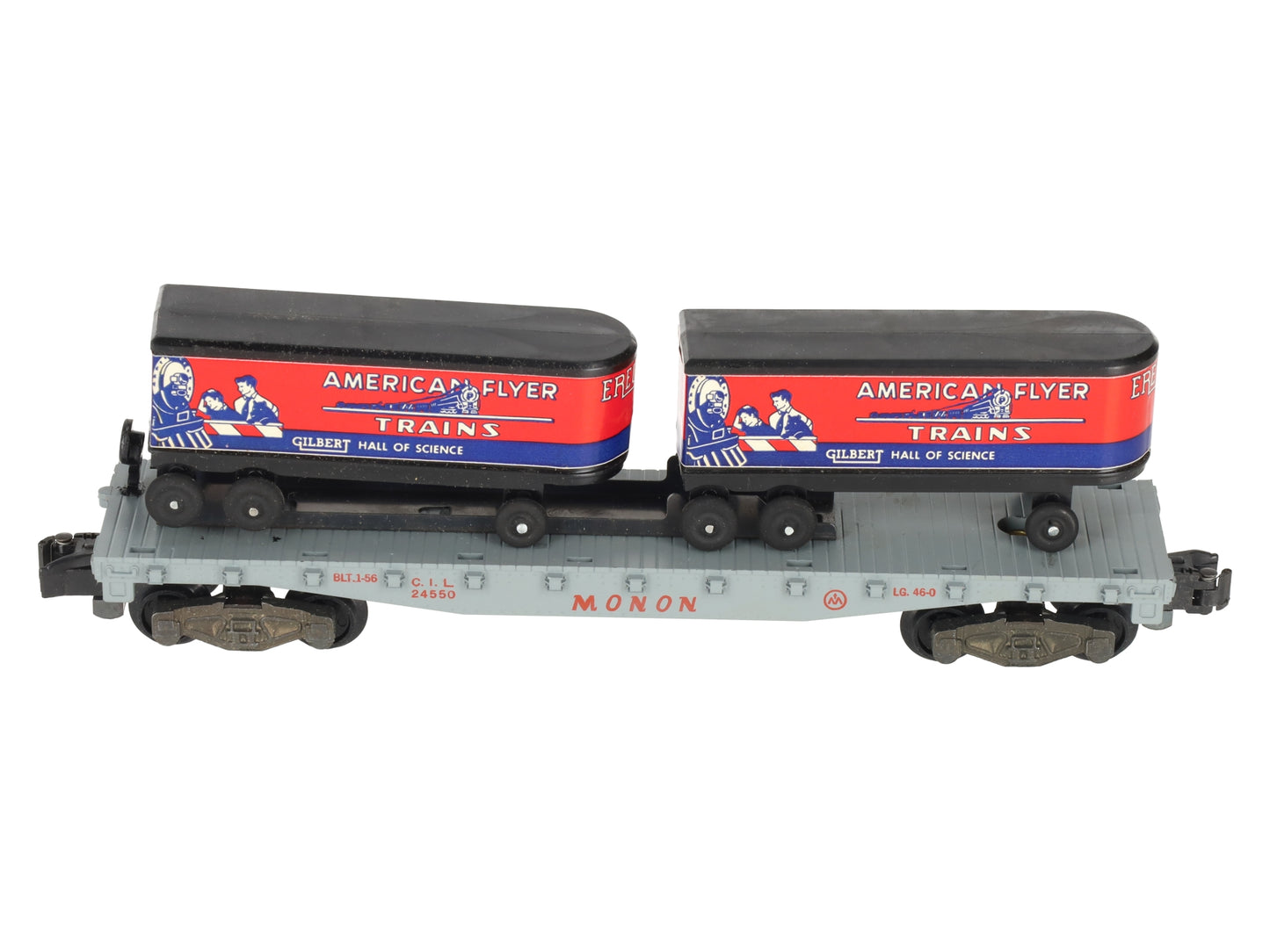 American Flyer 23830 Vintage S Piggyback Unloader with 24550 Flatcar EX/Box
