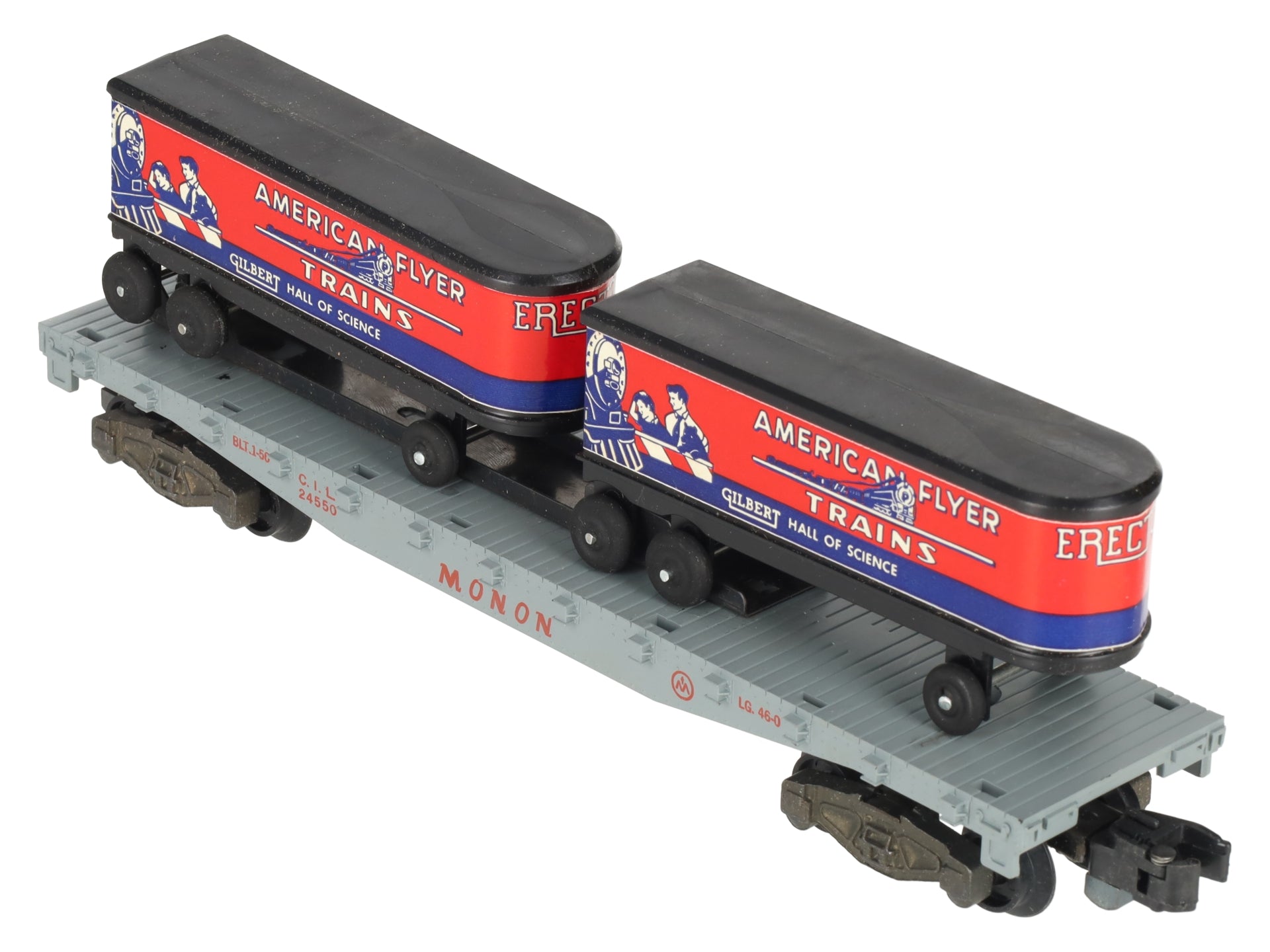 American Flyer 23830 Vintage S Piggyback Unloader with 24550 Flatcar EX/Box