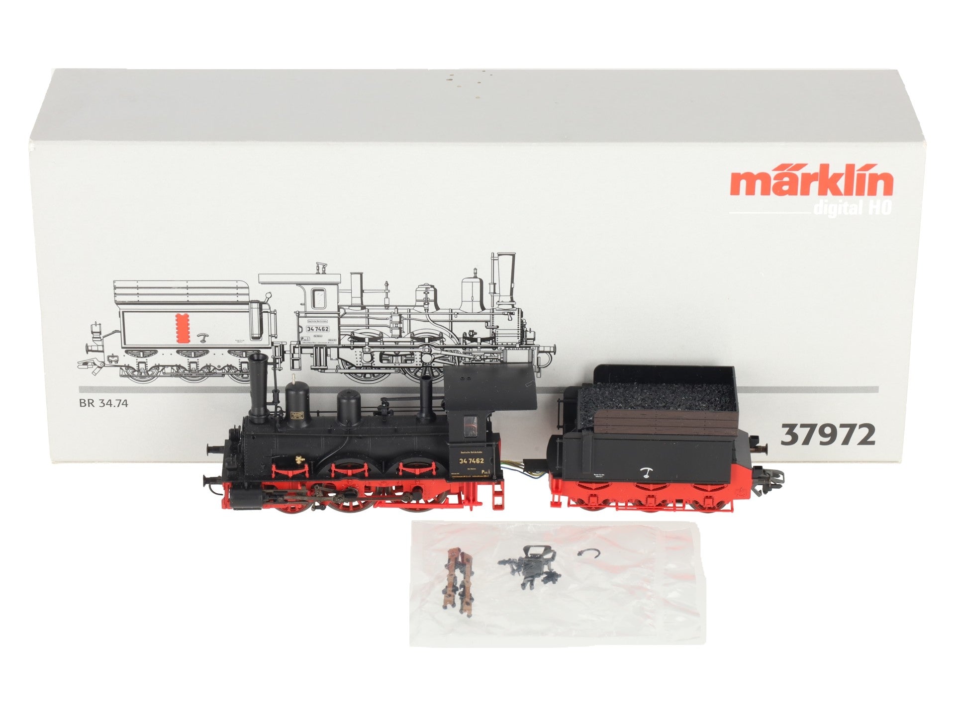 Marklin 37972 HO Scale BR 34.74 Steam Locomotive & Tender VG/Box