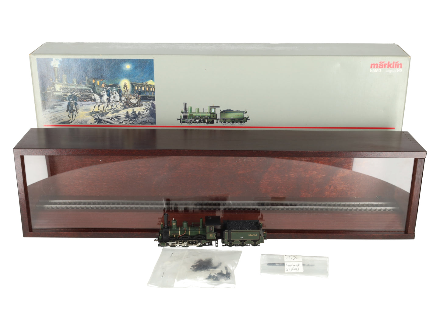 Marklin 2698 HO KBayStsB King Ludwig Train Steam Engine & Tender w/Display Case EX/Box