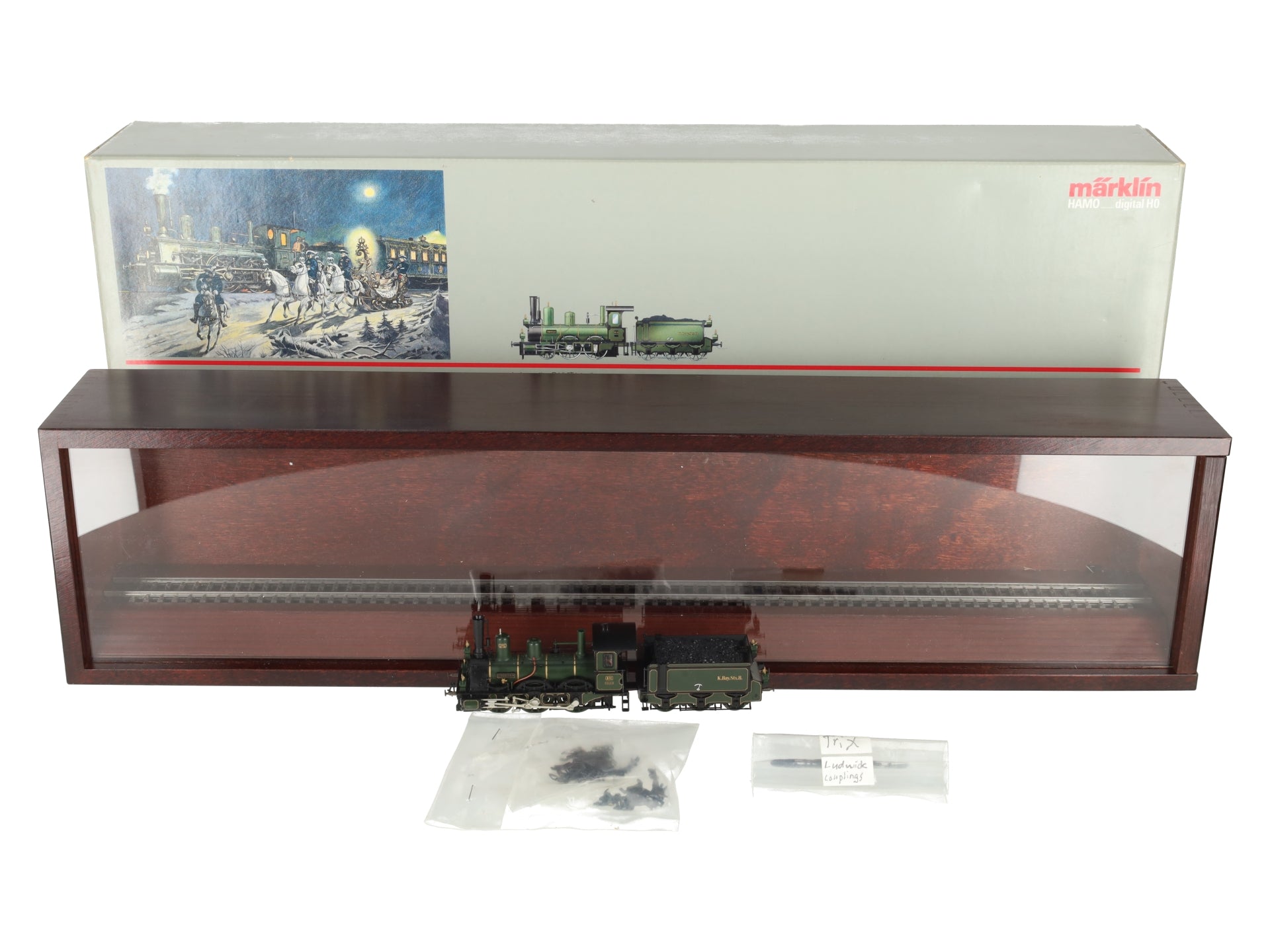 Marklin 2698 HO KBayStsB King Ludwig Train Steam Engine & Tender w/Display Case EX/Box