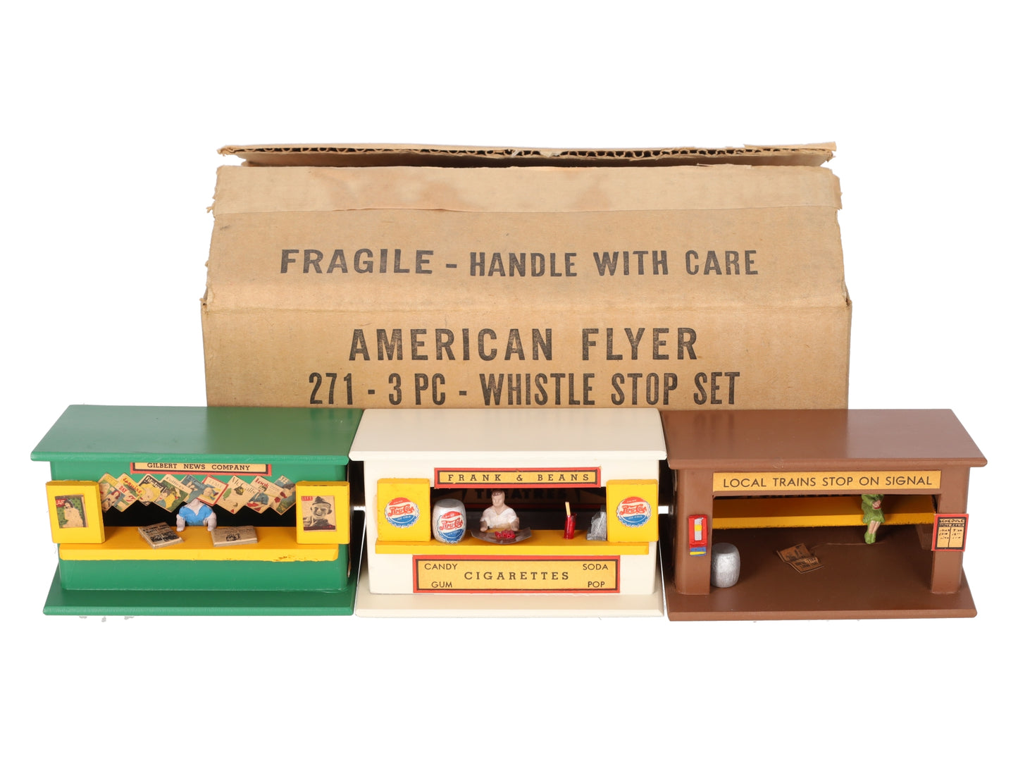 American Flyer 271 Vintage S 3-Piece Whistle Stop Building Set EX/Box
