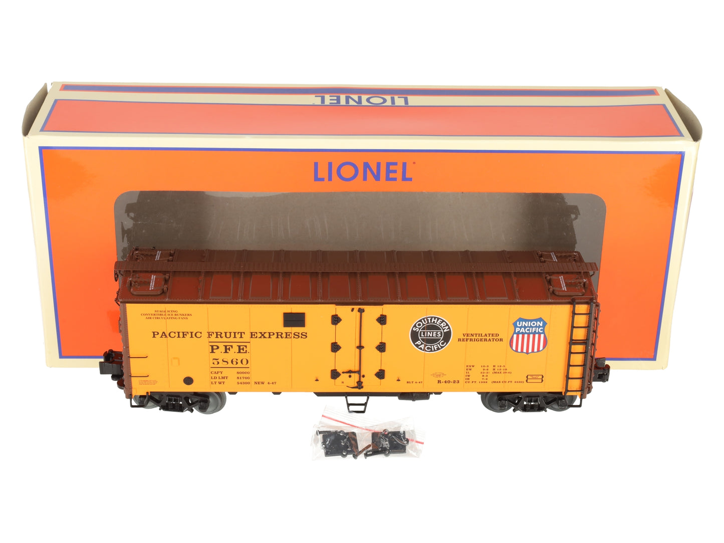 Lionel 1926110 O Pacific Fruit Express Freightsounds Reefers #5860 LN/Box