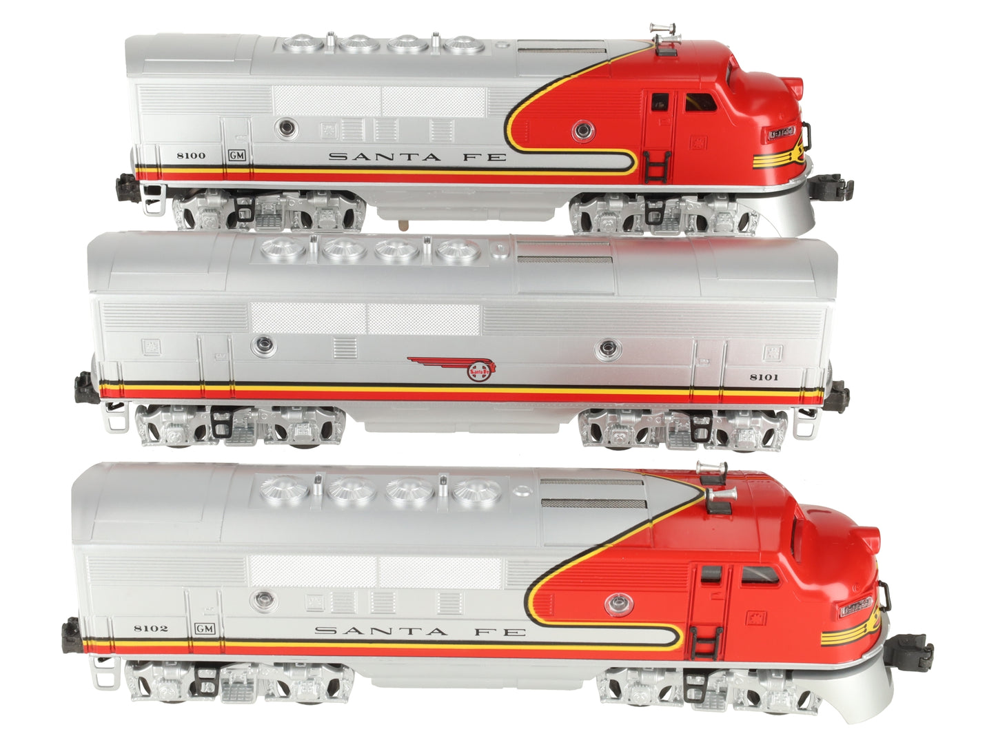Lionel 6-11711 O Santa Fe F-3 ABA Diesel Locomotive Set #8100/8101/8102 with RS VG/Box