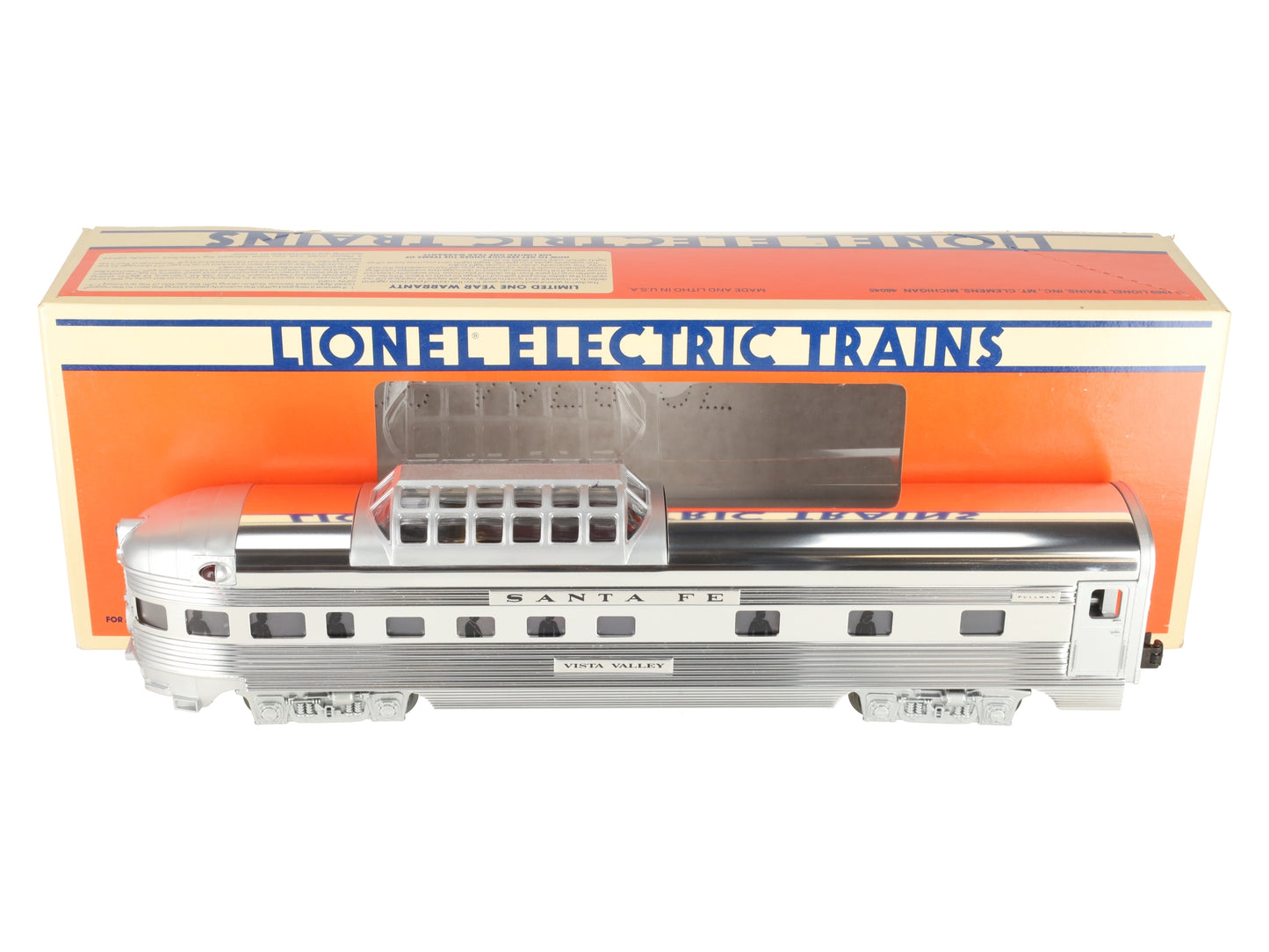 Lionel 6-19113 O Gauge Santa Fe "Vista Valley" Aluminum Vista Observation Car EX/Box