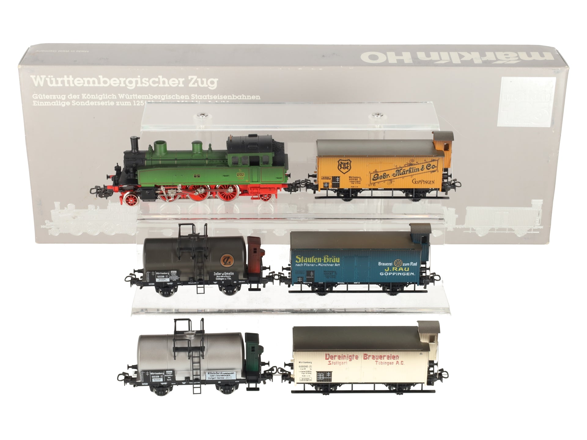 Marklin 2857 HO Wurttemberg 125th Anniversary Steam Freight Train Set EX/Box