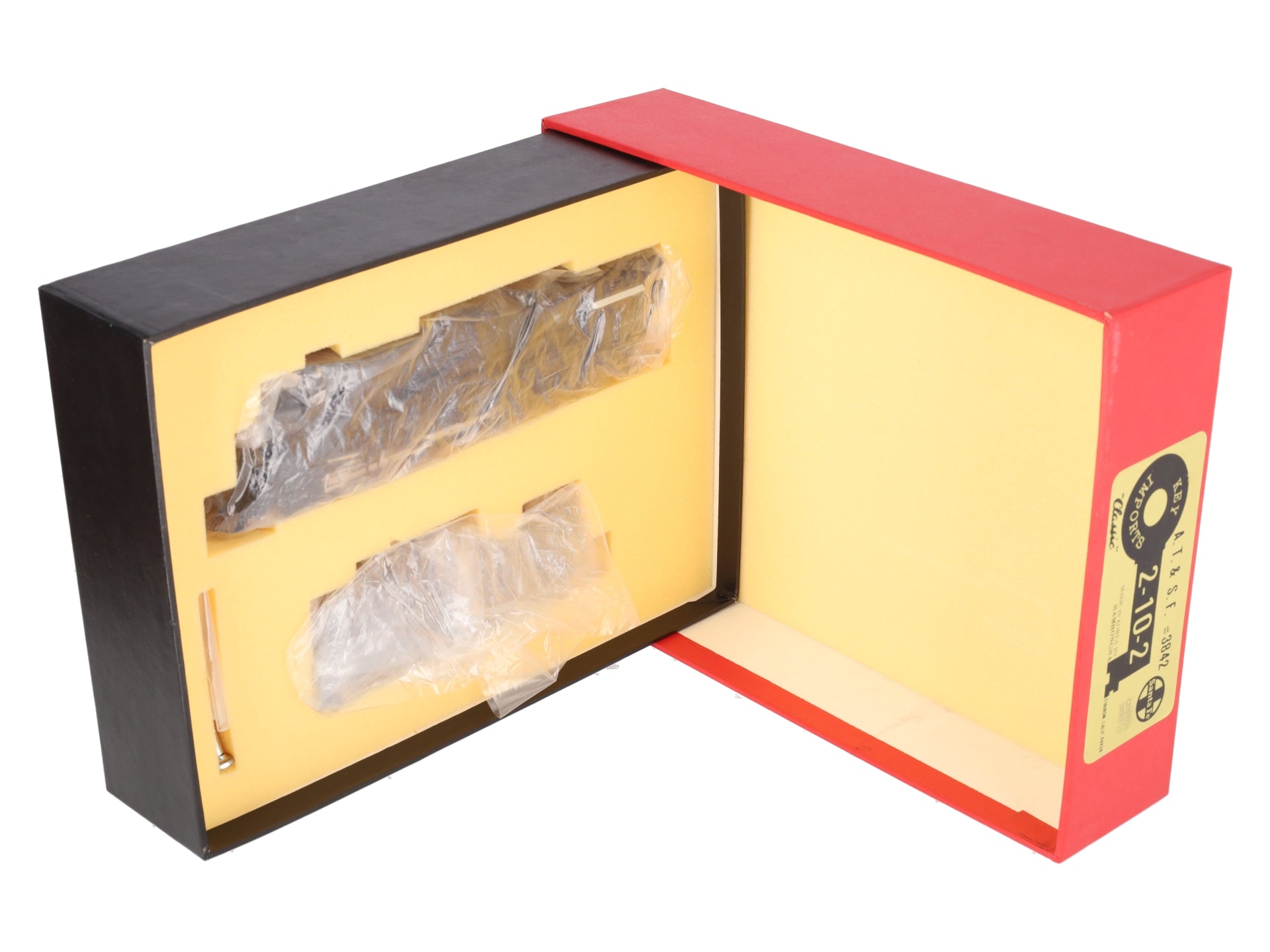 Key Imports HO BRASS ATSF 2-10-2 Steam Locomotive & Tender #3842 - Painted EX/Box