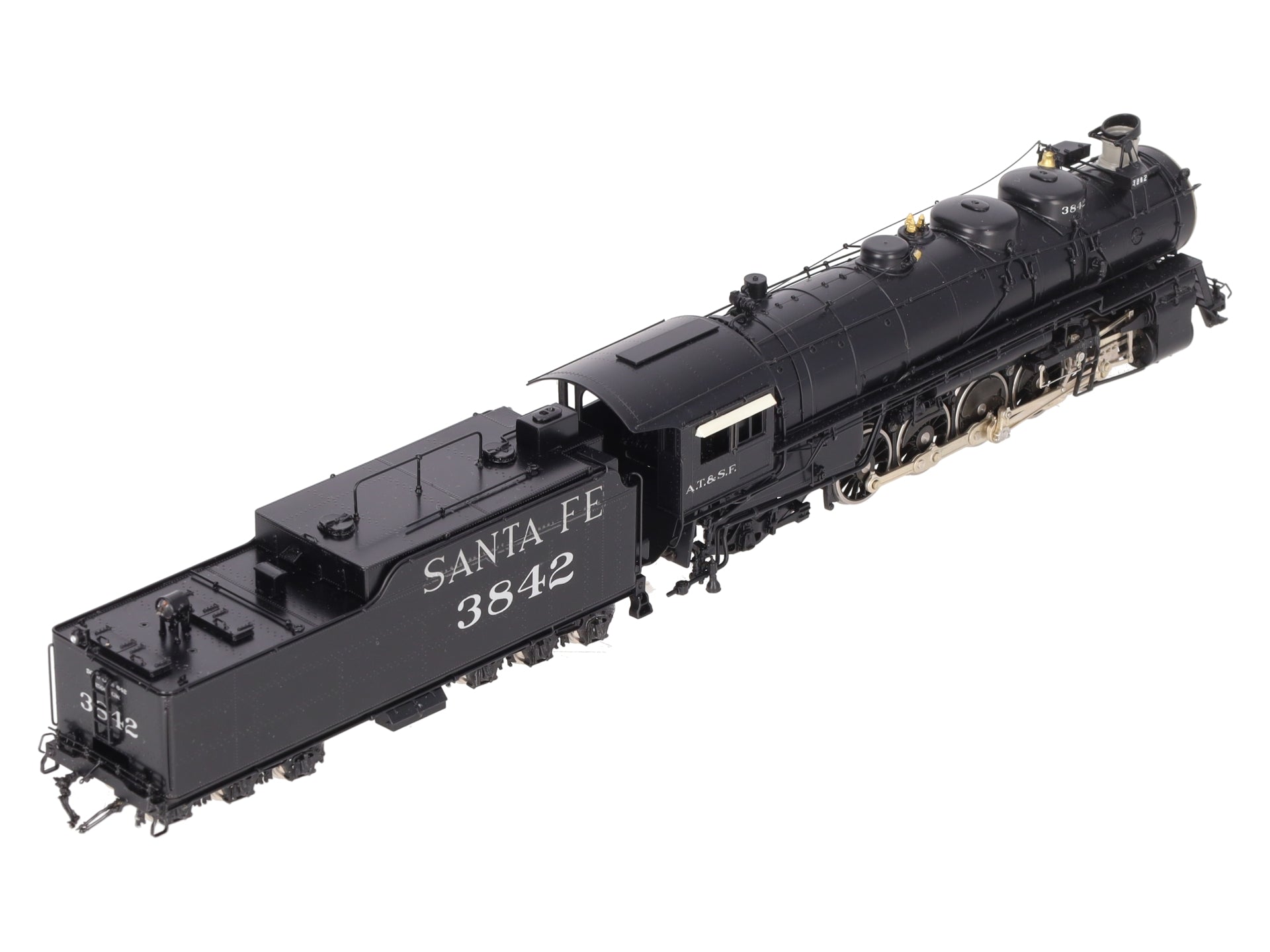Key Imports HO BRASS ATSF 2-10-2 Steam Locomotive & Tender #3842 - Painted EX/Box