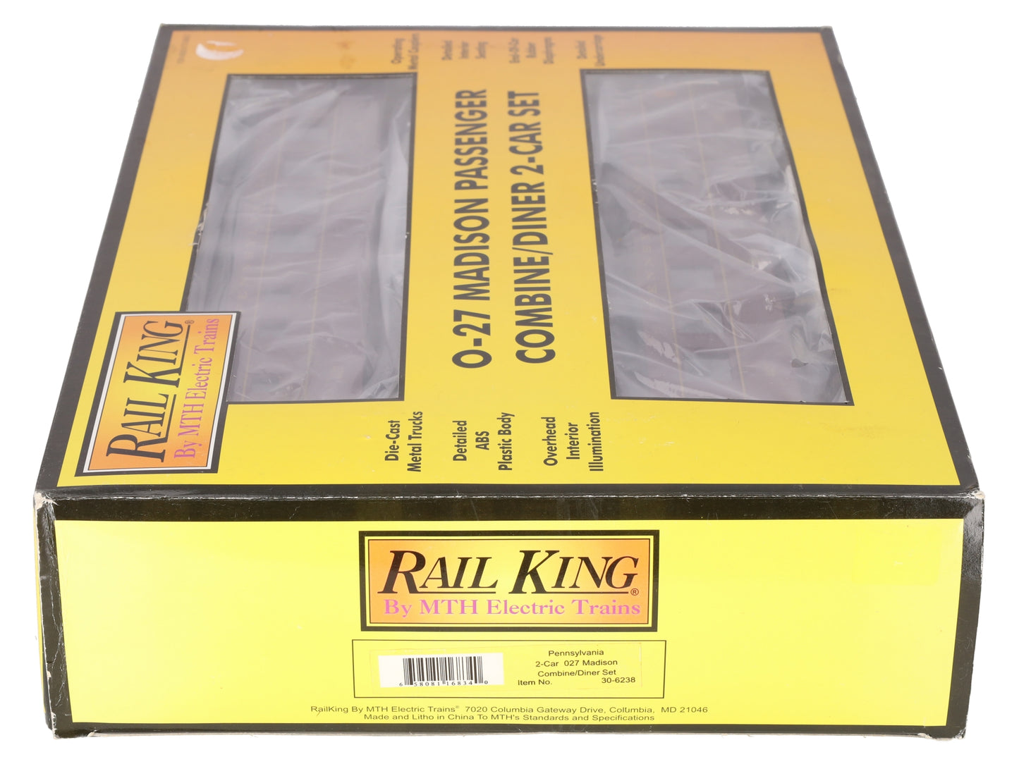 MTH 30-6238 O Pennsylvania RailKing O-27 Madison Combo/Diner Set (Set of 2) EX/Box