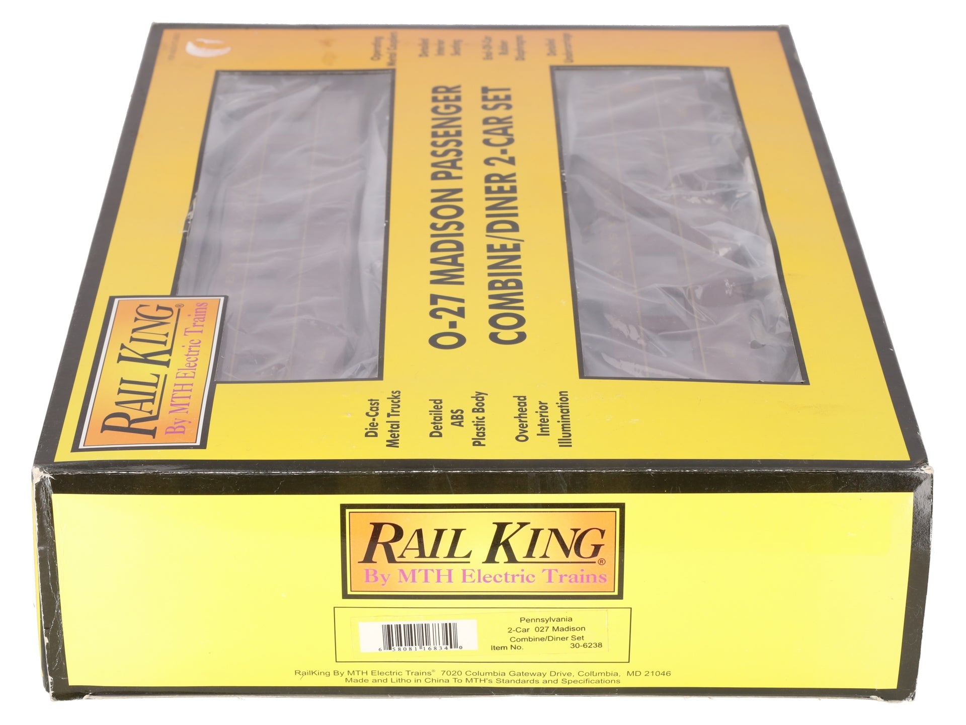 MTH 30-6238 O Pennsylvania RailKing O-27 Madison Combo/Diner Set (Set of 2) EX/Box
