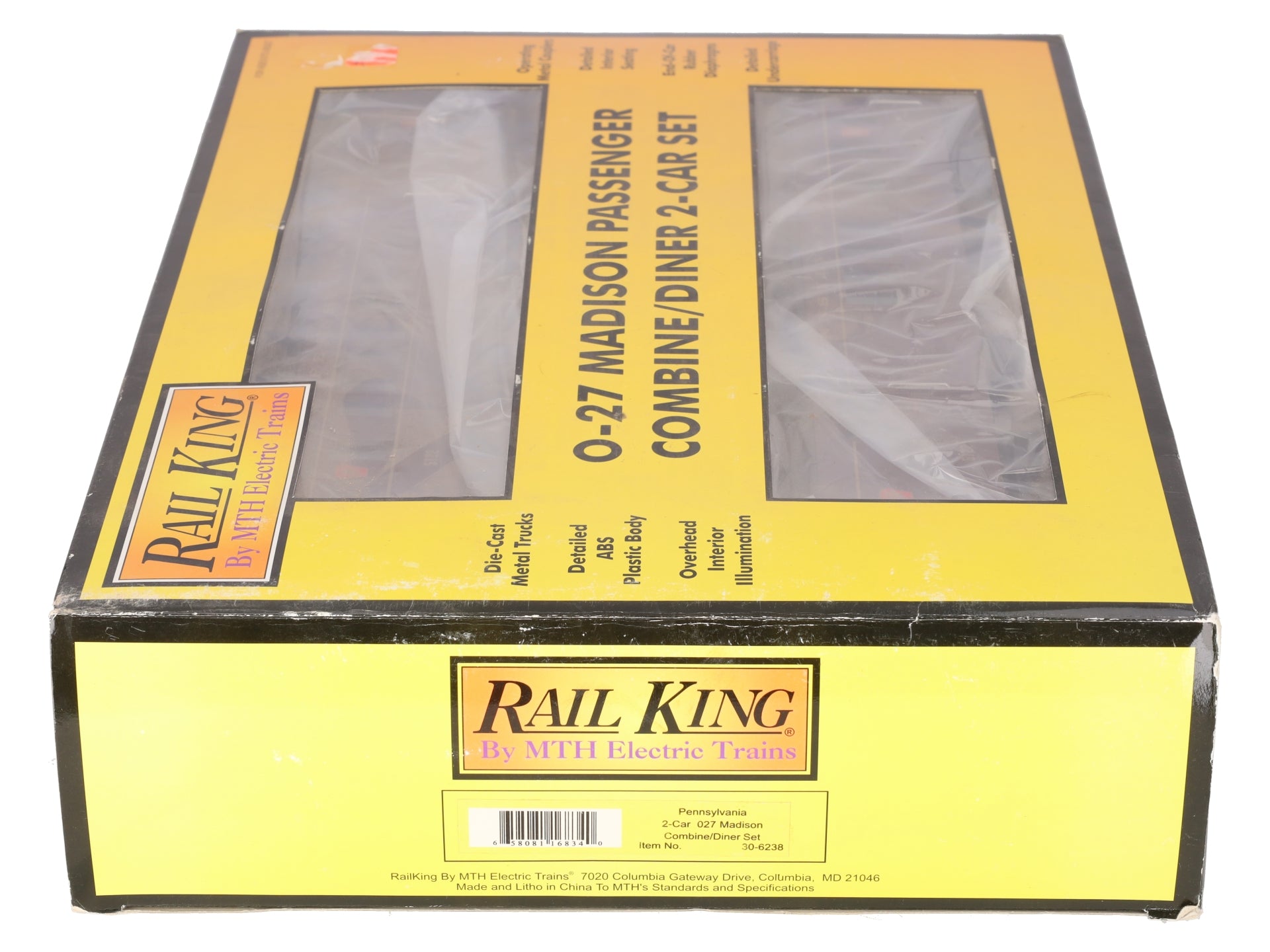 MTH 30-6238 O Pennsylvania RailKing O-27 Madison Combo/Diner Set (Set of 2) EX/Box