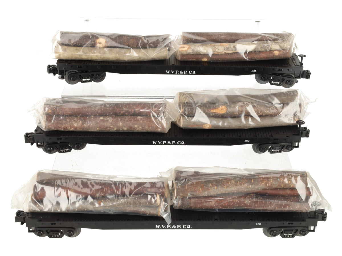 MTH 20-98103 O Gauge West Virginia Pulp & Paper Stake Flatcars (Set of 3) LN/Box