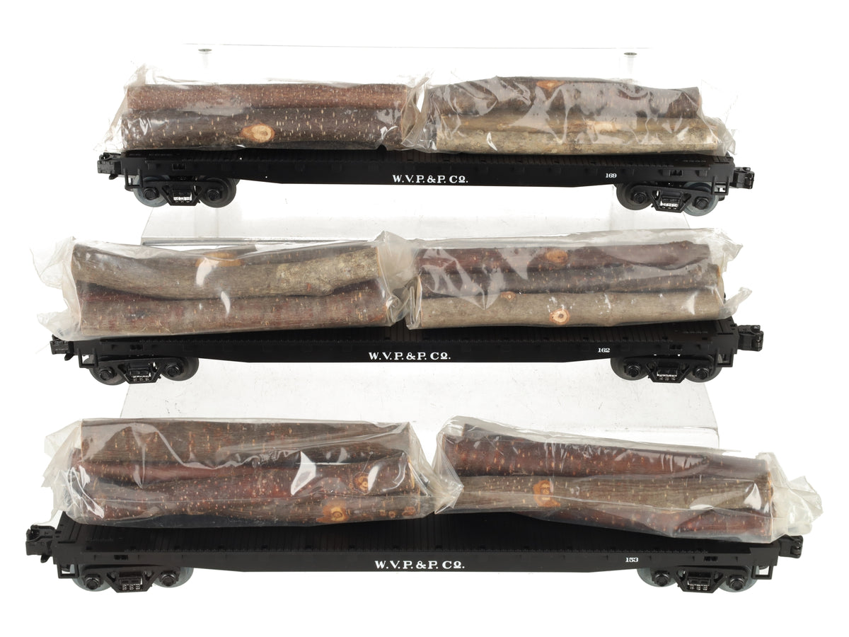 MTH 20-98103 O Gauge West Virginia Pulp & Paper Stake Flatcars (Set of 3) LN/Box