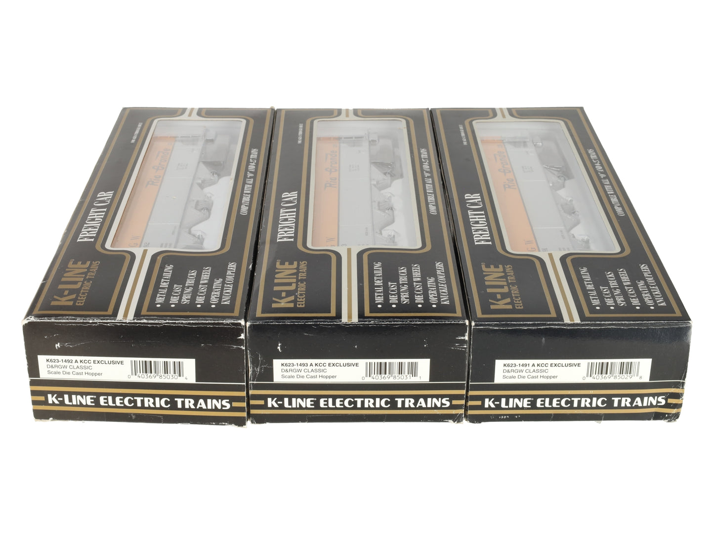 K-Line K623-1491A Rio Grande 4-Bay Diecast Hopper (Pack of 3) LN/Box