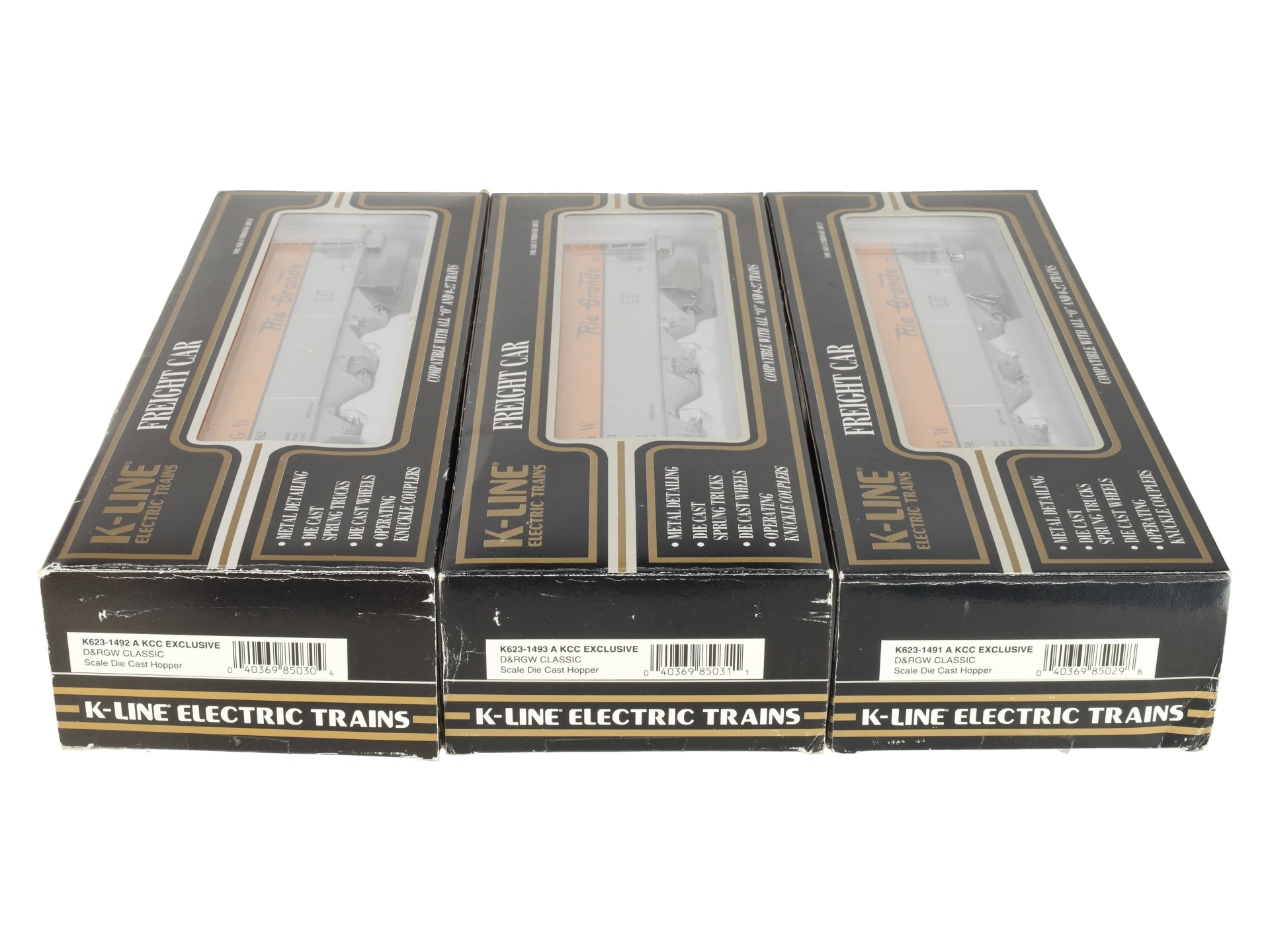 K-Line K623-1491A Rio Grande 4-Bay Diecast Hopper (Pack of 3) LN/Box