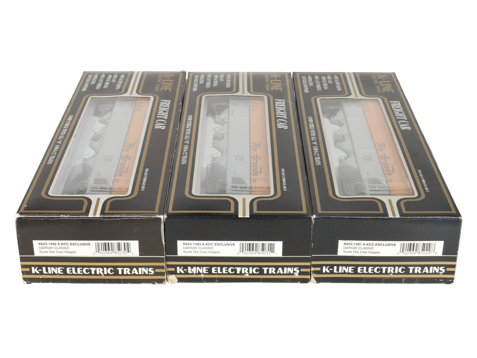 K-Line K623-1491A Rio Grande 4-Bay Diecast Hopper (Pack of 3) LN/Box