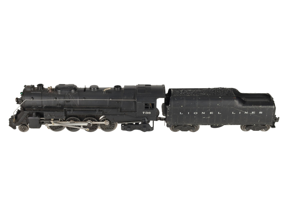 Lionel 736 Vintage O 2-8-4 Lionel Lines Diecast Steam Locomotive w/ 2046W Tender VG/Box