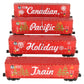 MTH 30-70111 O Canadian Pacific 50' Double-Door Holiday Light Boxcars (Set of 4) LN/Box