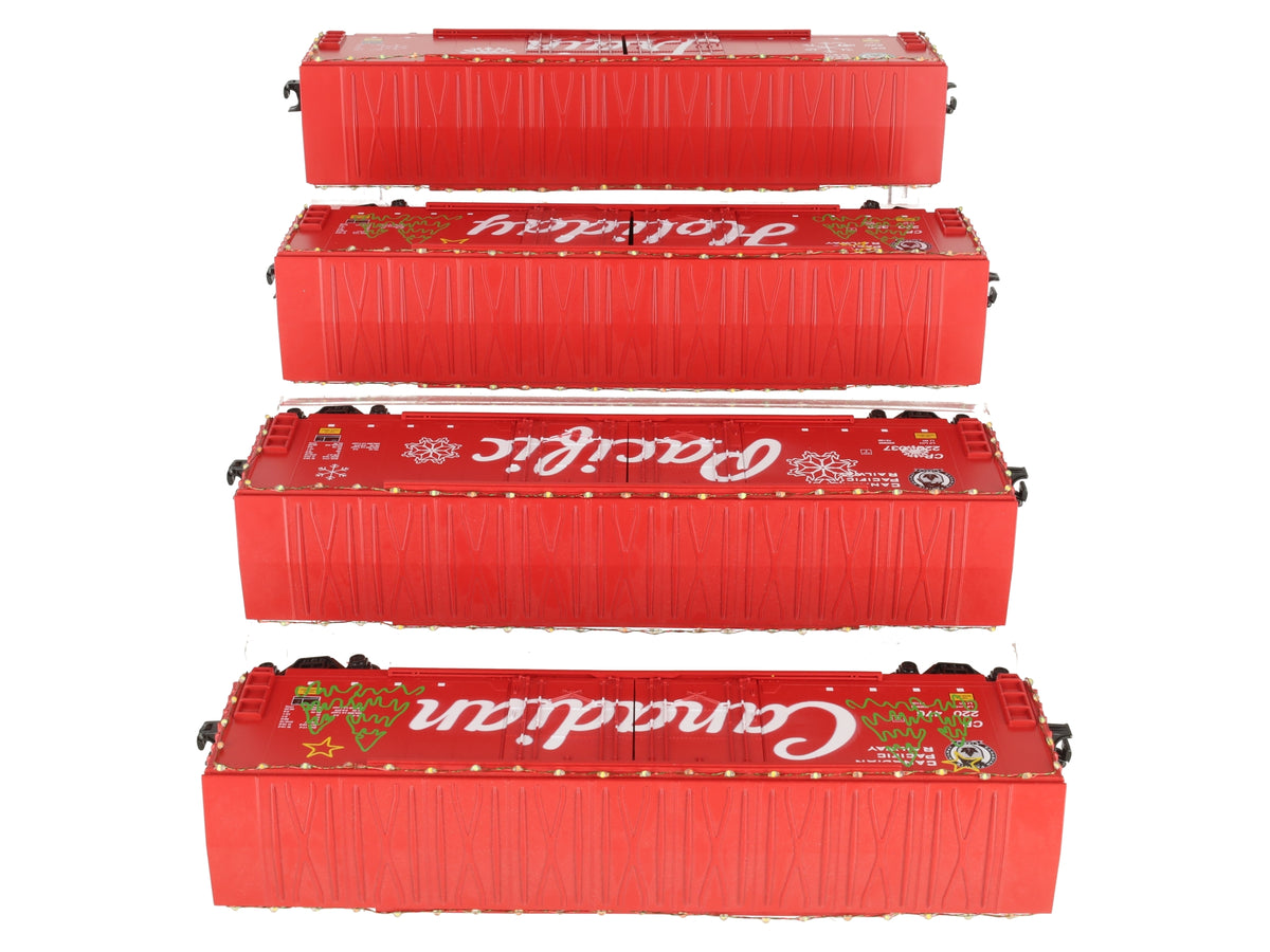 MTH 30-70111 O Canadian Pacific 50' Double-Door Holiday Light Boxcars (Set of 4) LN/Box