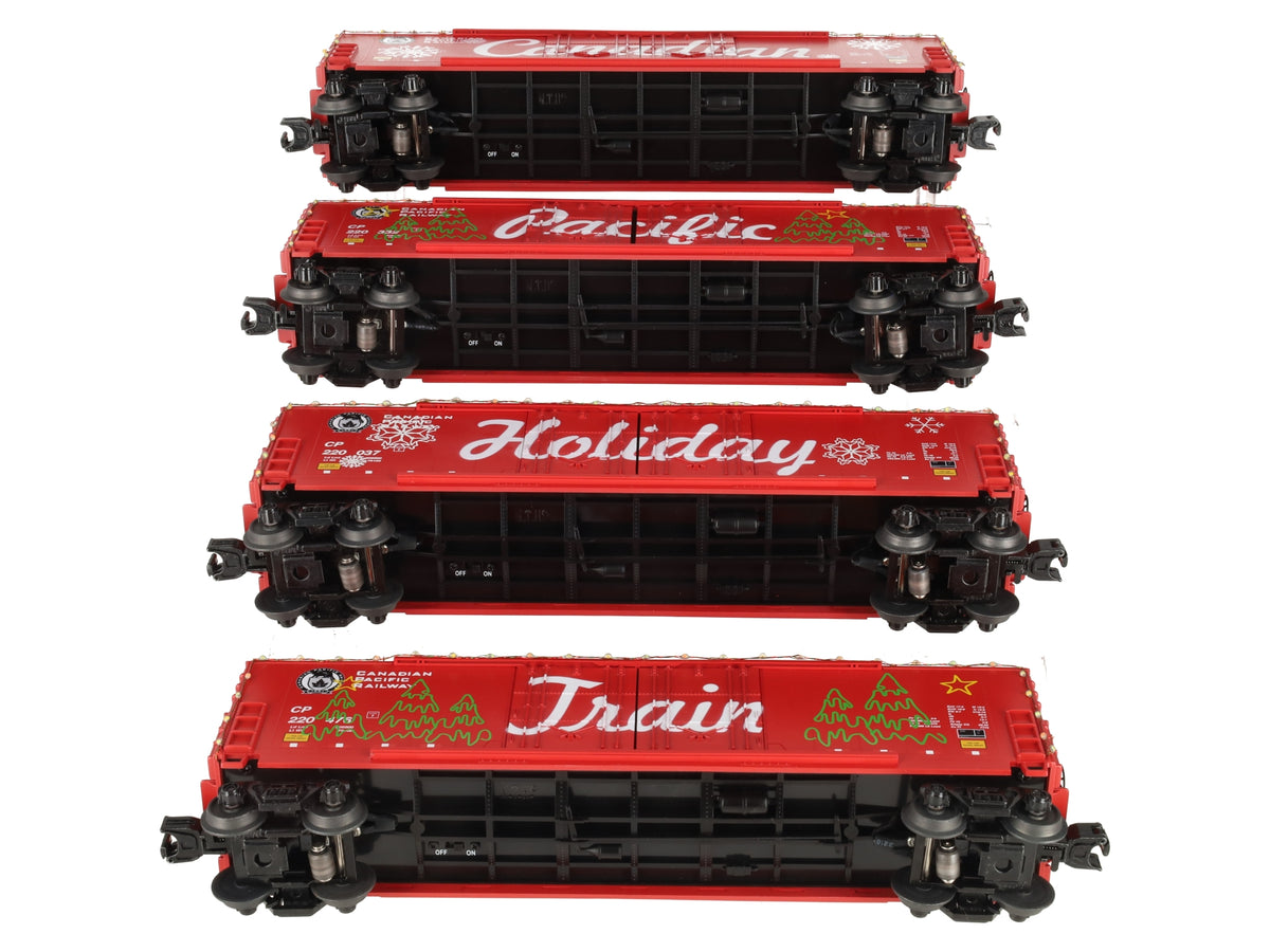 MTH 30-70111 O Canadian Pacific 50' Double-Door Holiday Light Boxcars (Set of 4) LN/Box